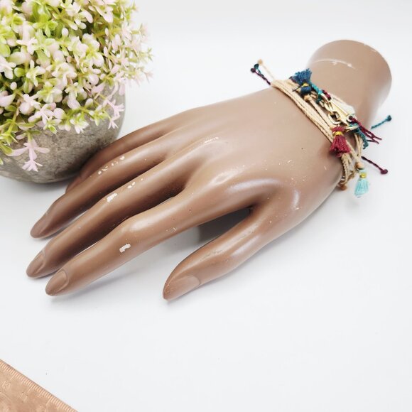 Pura Vida Lot of Three Corded Boho Bracelets: Arrowhead, Chain, and Tassels - Picture 5 of 5